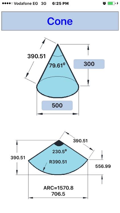 cone calculator for sheet metal|cone weight calculator in kg.